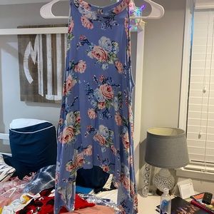 blue flowered tank